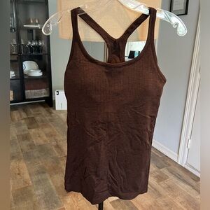 Lululemon, brown tank, built in bra, size 12/14